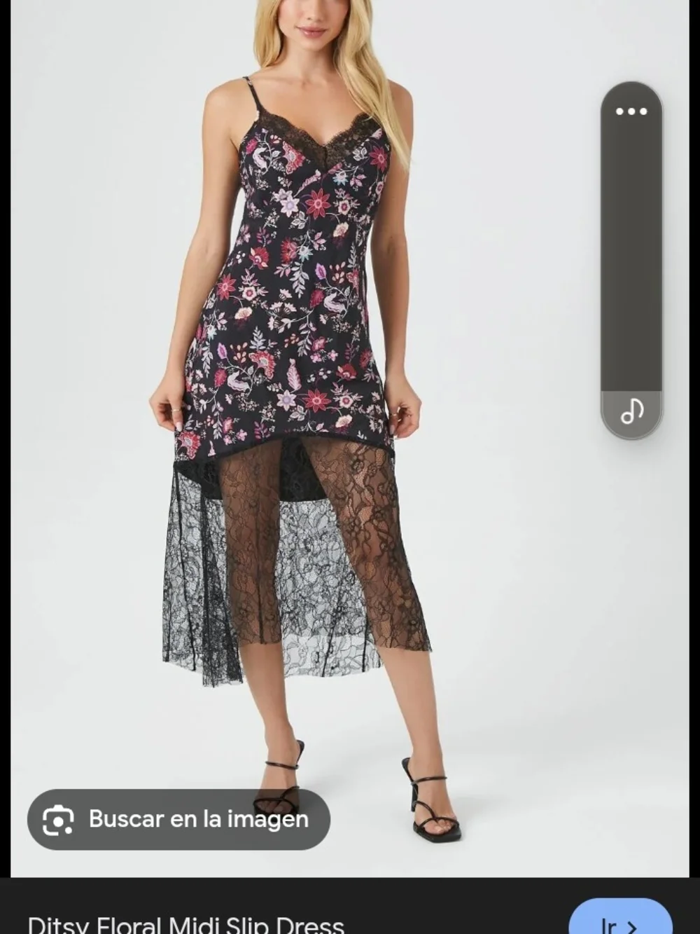 Forever 21 Black Floral Lace-Trim Maxi Slip Dress - Picture 3 of 4